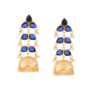 Bel Leaves Blue Jhumka