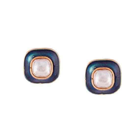 Teal Kundan Studs