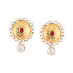 Textured Gold Red Studs